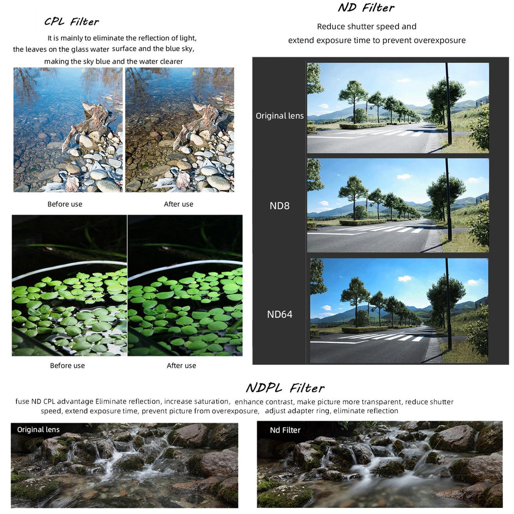 3-in-1 Cpl Nd8 Nd16 Lens Filter for Insta360 Go 2 / 3 Series Cameras - For Insta360 Go 2 / Go 3 8 In 1 Uv Cpl Nd8/16/32/64 Star Night