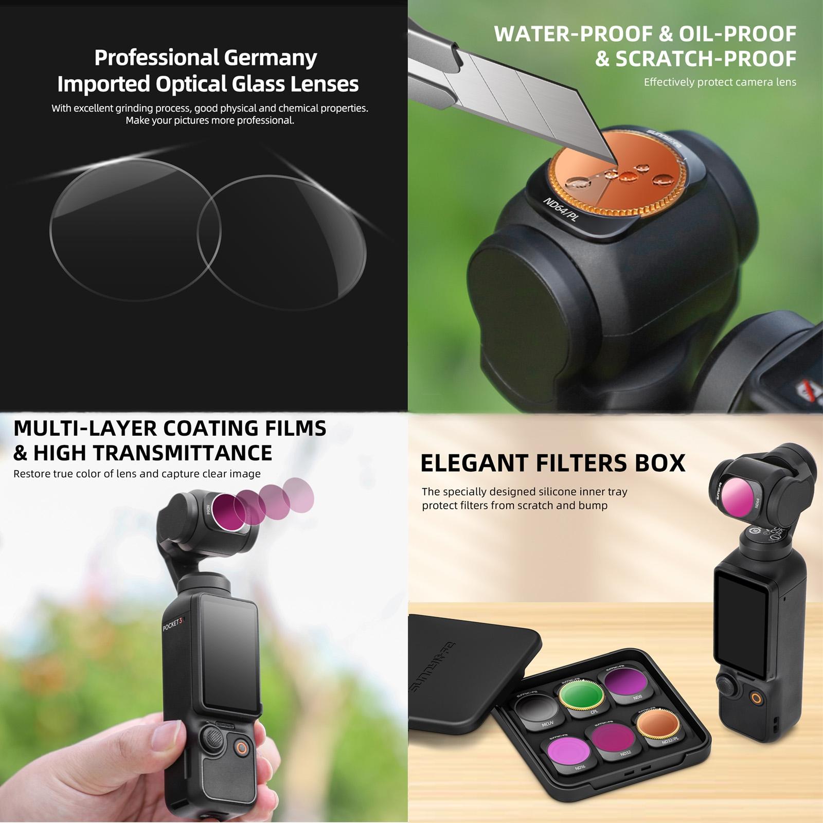 Dji Pocket 3 Camera Lens Filter - 3 In 1 Cpl Nd8/16