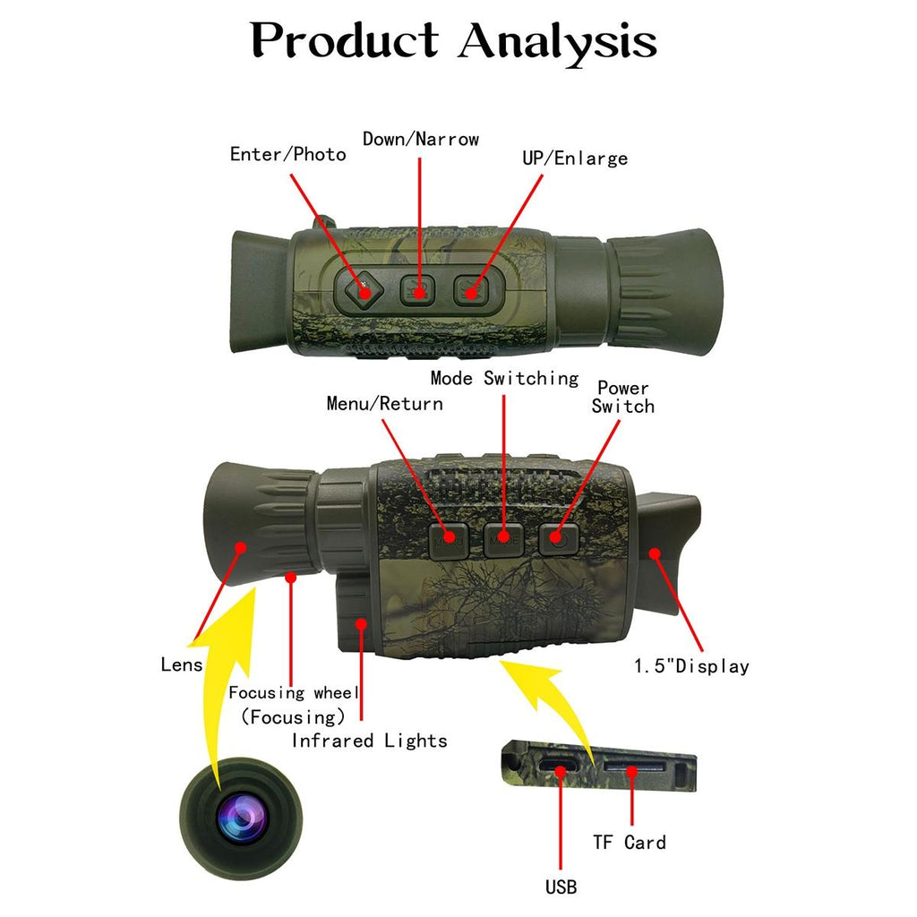 4K Hd Camo Monocular Night Vision For Outdoor Hunting