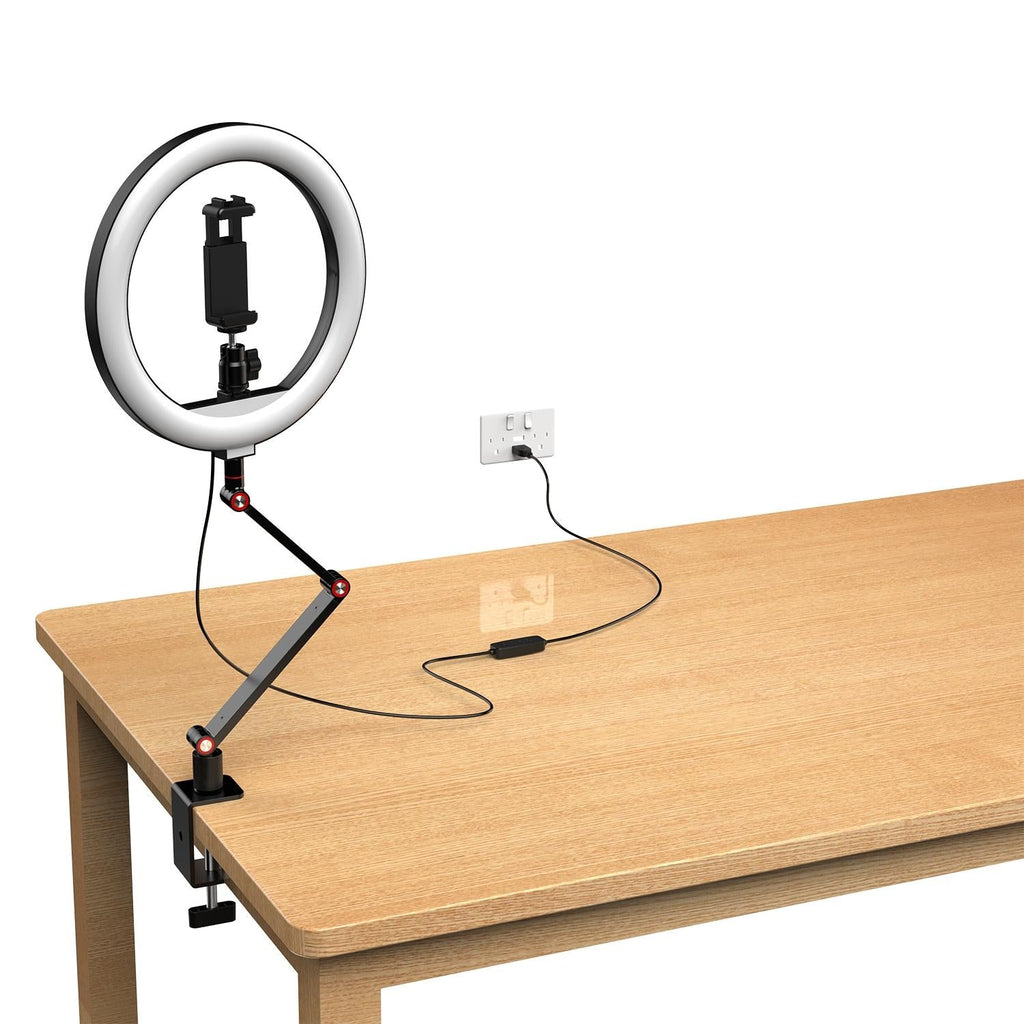Foldable 10 Led Ring Light with Swing Arm Stand & Phone Holder