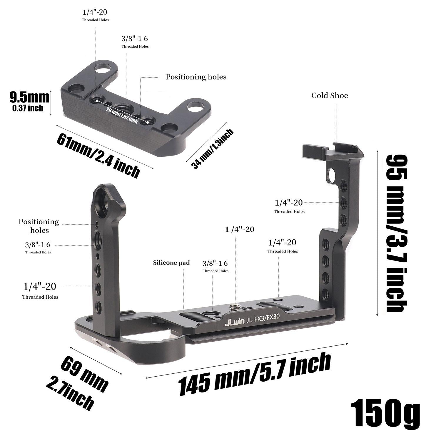 Camera Protection Cage Stabilizer Rig - Rabbit Cage for For Sony Fx30 / Fx3 - Rabbit Cage + Top Board