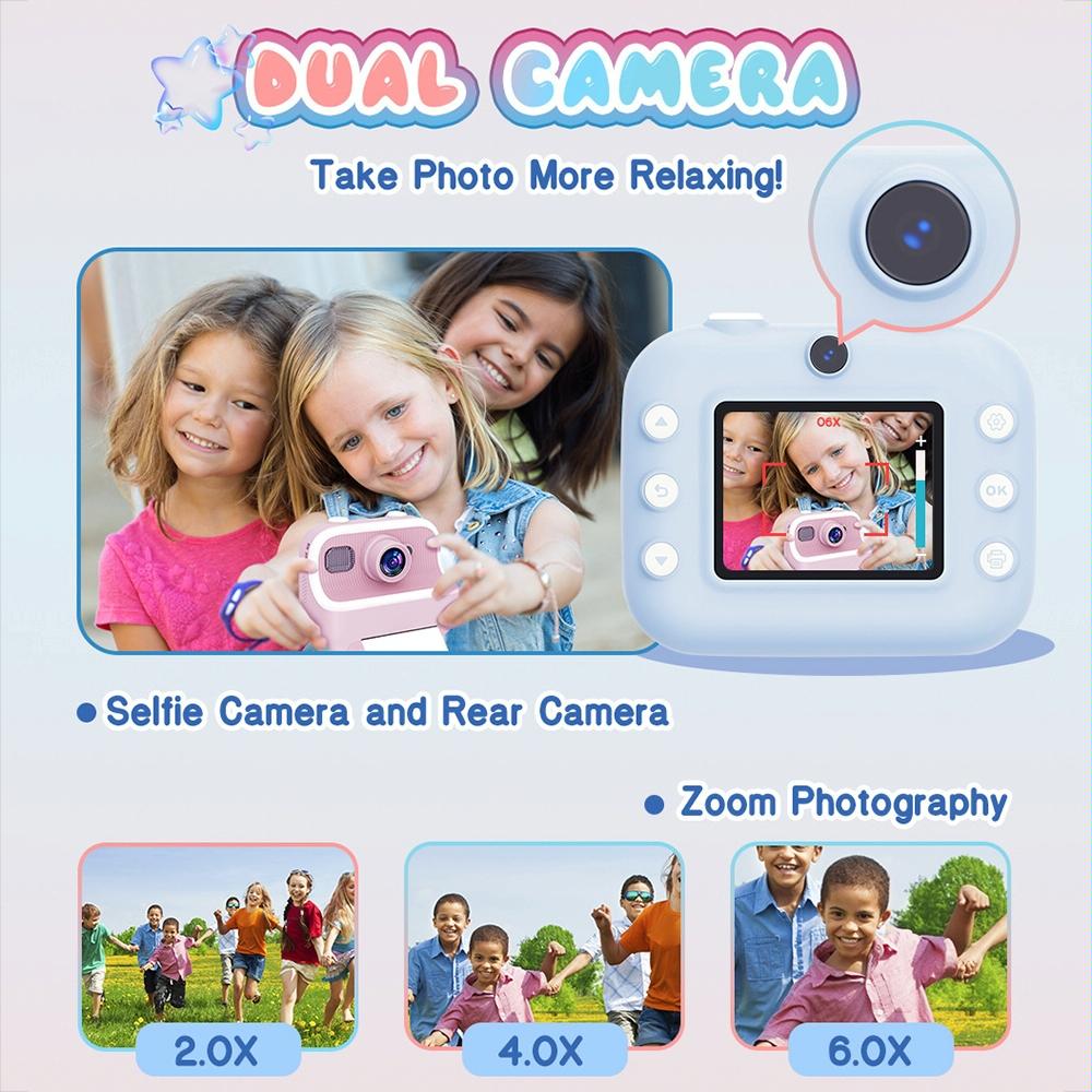 Blue Children'S Thermal Camera With Dual-Camera 1080P Hd 2400W Pixel 2.4-Inch Display - Purple