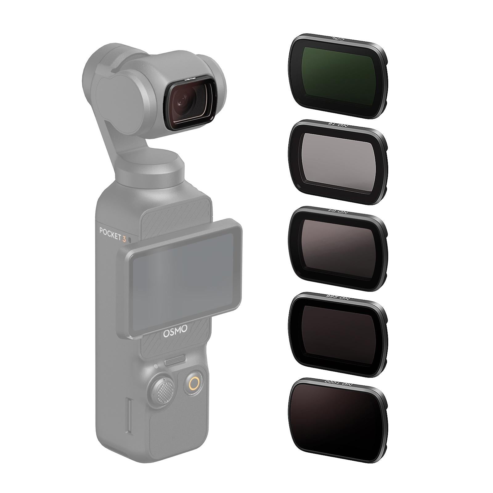 Double-sided Coated Filters for Dji Pocket 3 with Protective Goggles and Cpl Style - Nd16+Nd64+Nd256+Nd1000