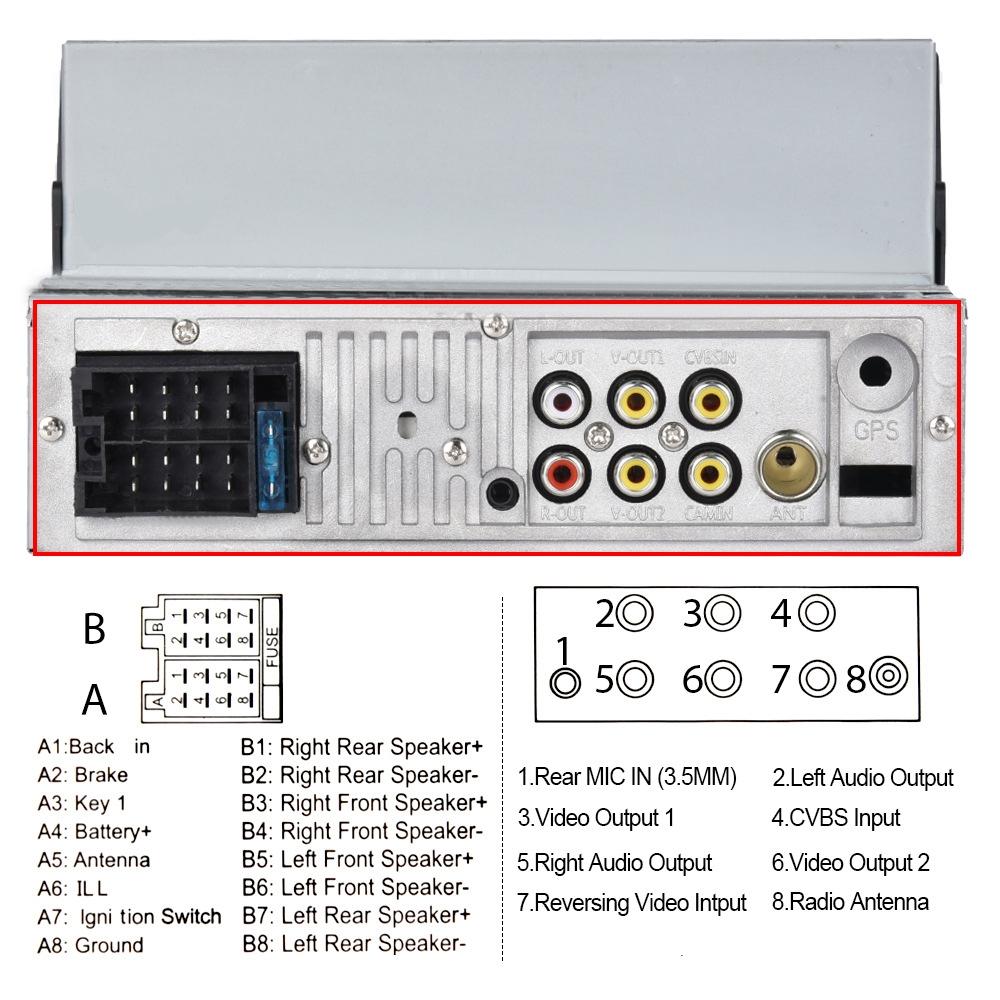 7 Inch Mp5 Bluetooth Carplay Player With Reversing Camera - Standard + 8 Lights