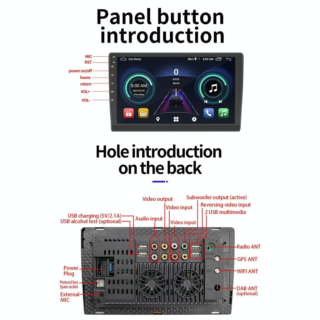 10.1 Inch Car Android Player Gps Navigation Bluetooth Touch Radio Mirror Link Fm Wifi Steering Wheel Control Standard Version + Carplay