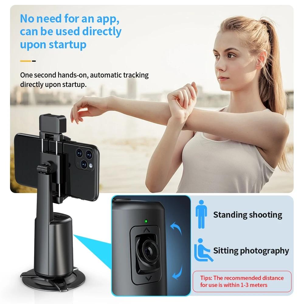 Auto Tracking Gimbal Stabilizer with Fill Light and Selfie Stick - 360 Degree Rotation - A200 Set 3