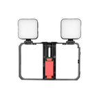 Vlogging Live Broadcast Smartphone Video Rig With Led Selfie Light And Stabilizer Handle