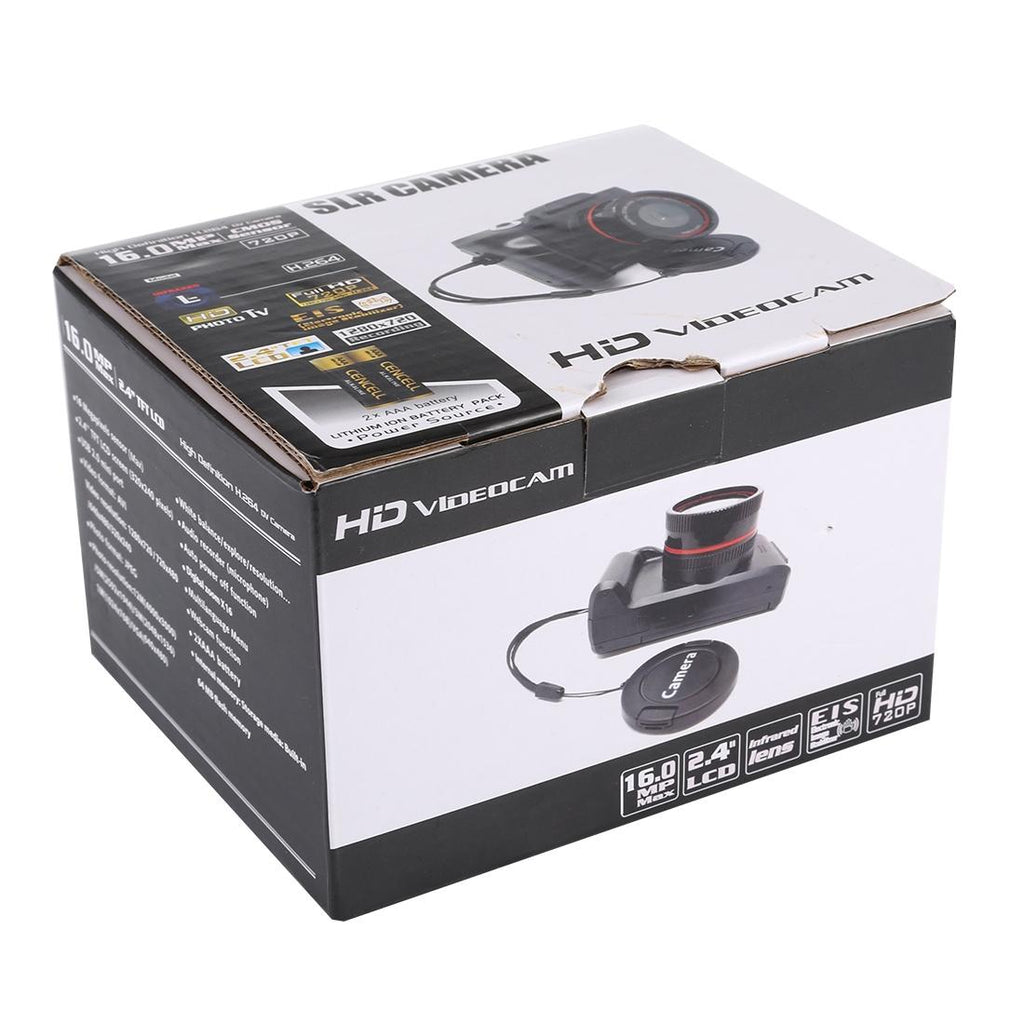 Hd 720p Recording Flip Screen Digital Camera with Interchangeable Lens and Infrared Lens - Black