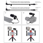 Live Broadcast Vlogging Kit With Led Light Microphone Tripod & Cold Shoe Head - Blue