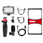 Live Broadcast Vlogging Kit With Led Light Microphone Tripod & Cold Shoe Head - Blue