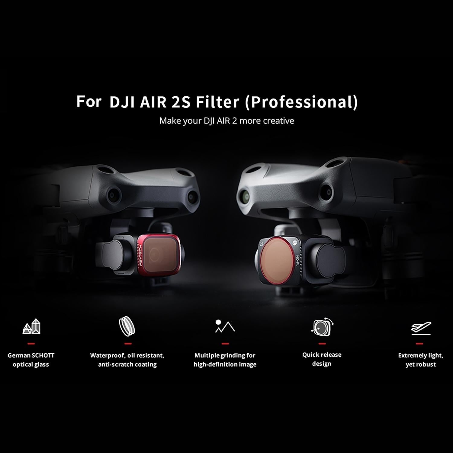 4-in-1 Lens Filter Kit for Dji Air 2s - Nd8 Nd16 Nd32 Nd64
