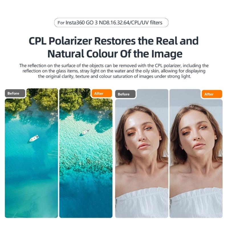 Waterproof Cpl Filter for Insta360 Go 3 / Go 2 with Amagisn Lens - Nd64