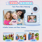 Blue Children'S Thermal Camera With Dual-Camera 1080P Hd 2400W Pixel 2.4-Inch Display - Pink+32Gb
