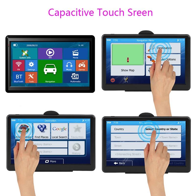7 Inch Car Gps Navigator 8G + 256M Capacitive Screen Bluetooth Reverse Image - North America Map