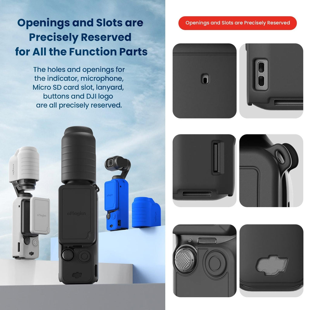 5-in-1 Silicone Case for Dji Pocket 3 Camera Accessories - 7 In 1 Black