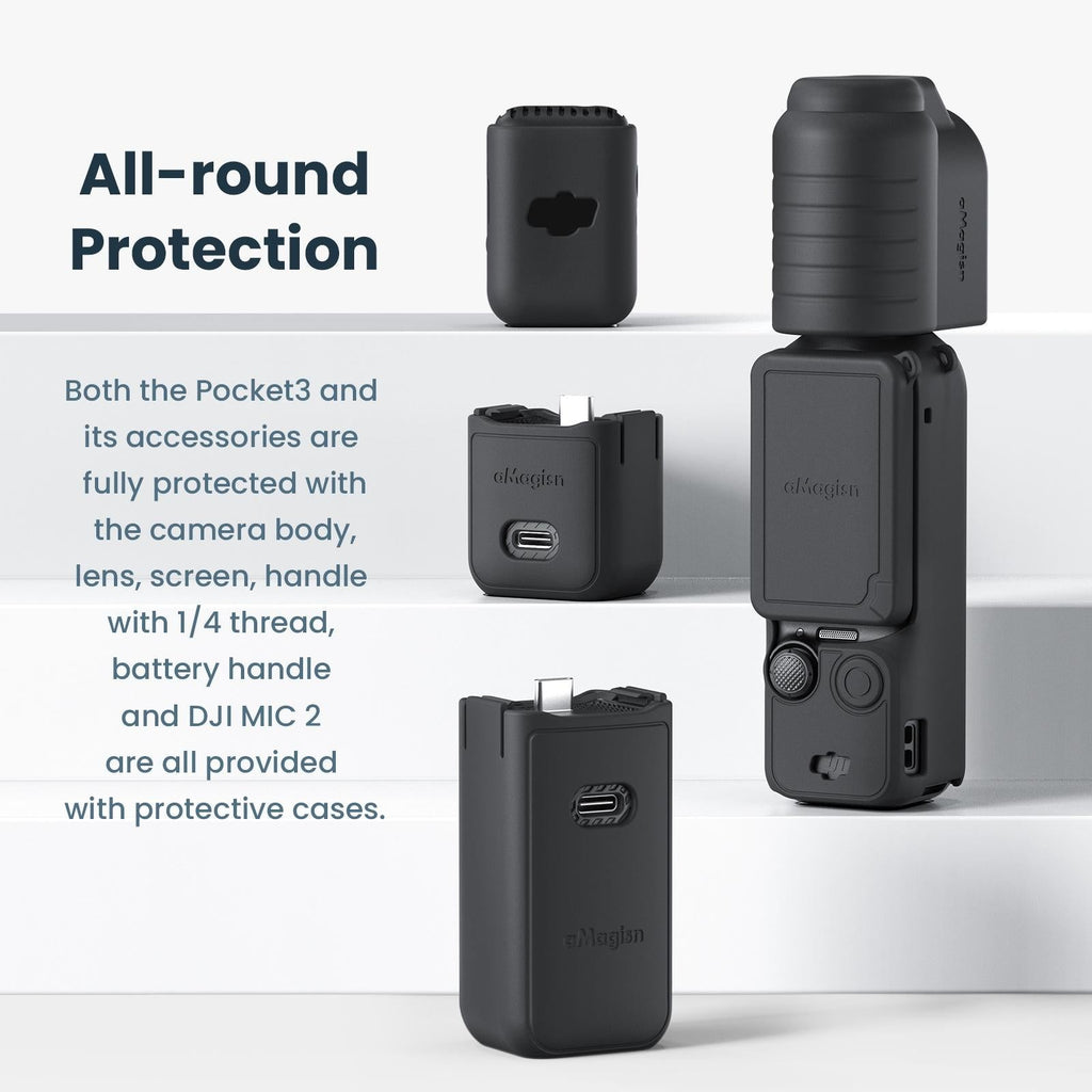 5-in-1 Silicone Case for Dji Pocket 3 Camera Accessories - 7 In 1 Black