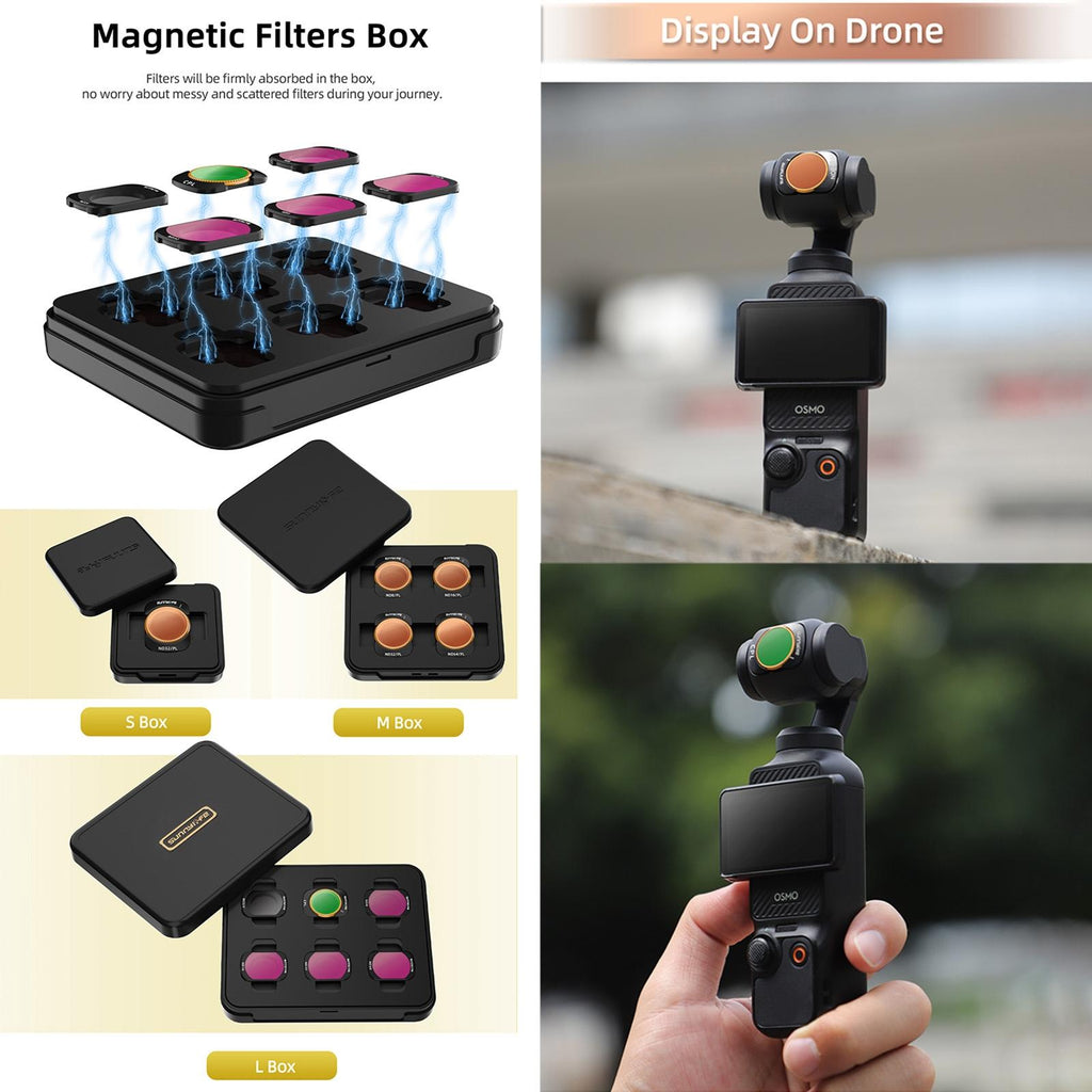 Sunnylife 3 In 1 Nd16 Camera Lens Filter For Dji Osmo Pocket No Gimbal Reset - 4 In 1 Nd8-64