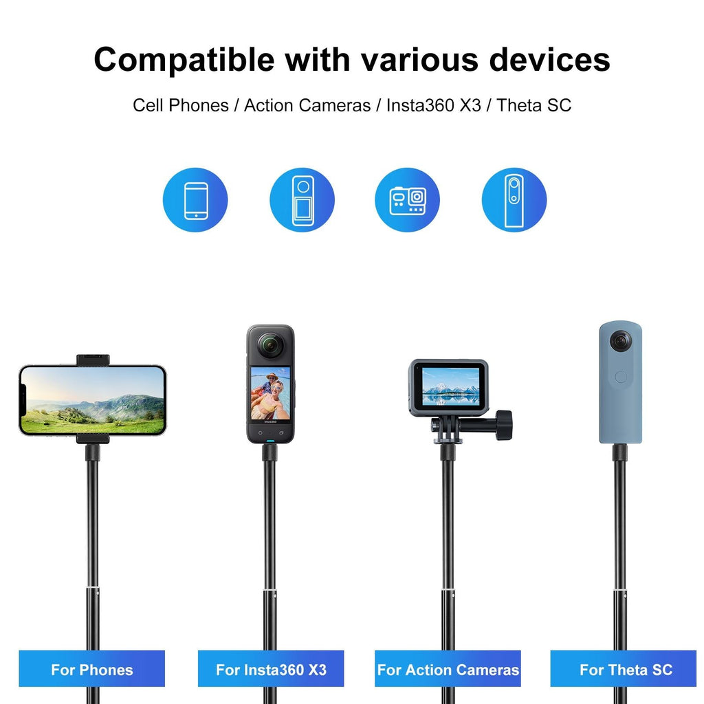 70cm Selfie Stick with Invisible Adapter for Insta360 one X2 / X3
