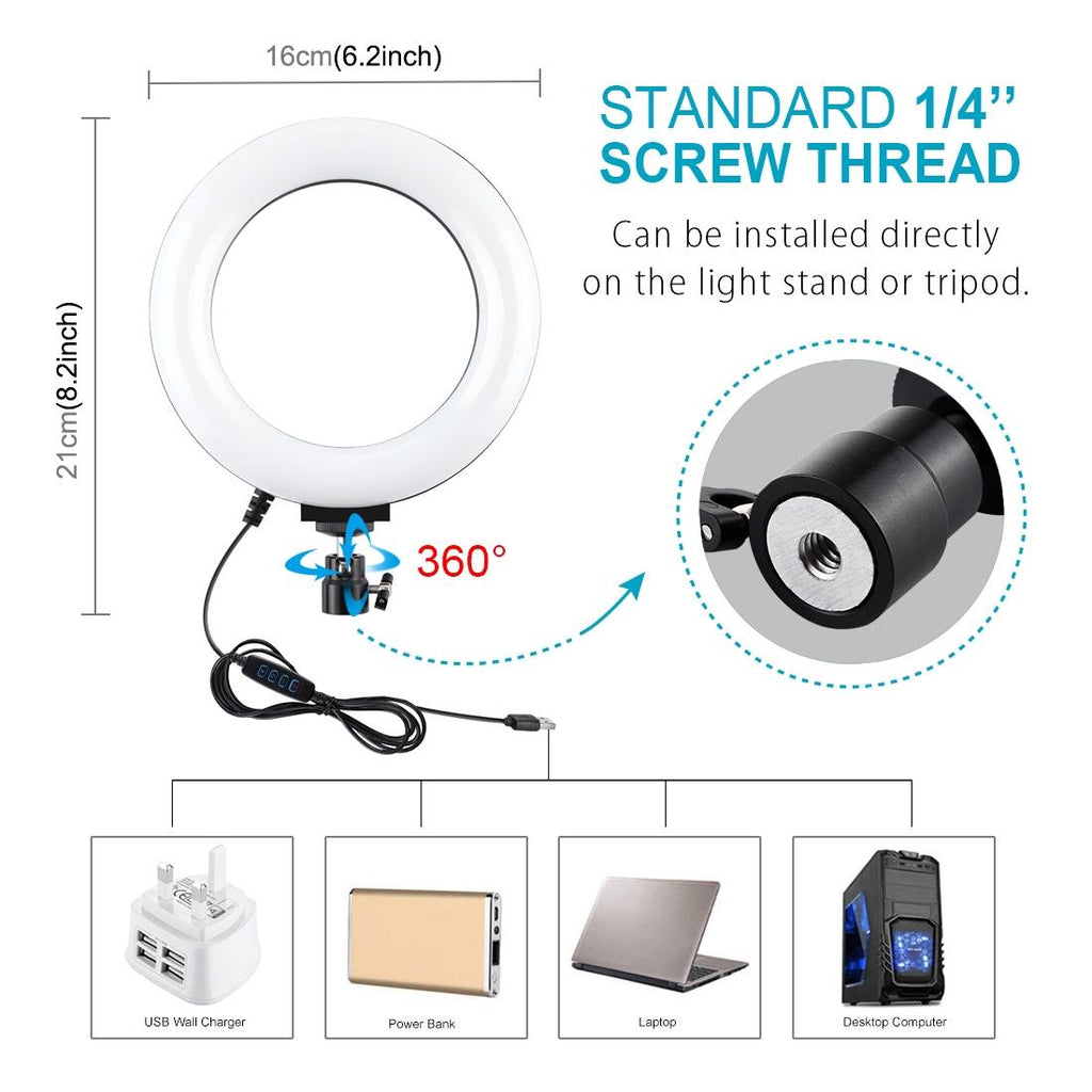 Live Broadcast Dual Phone Bracket & 6.2 Inch Led Ring Light Kit with Tripod Mount