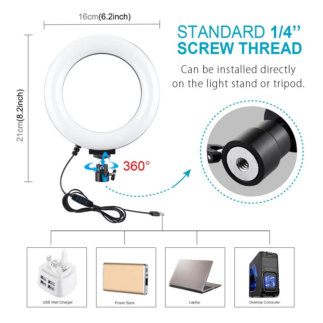 Live Broadcast Dual Phone Bracket & 6.2 Inch Led Ring Light Kit with Tripod Mount