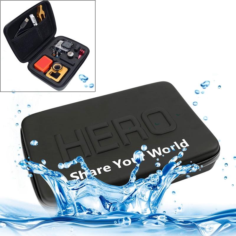 Portable Waterproof Travel Case for Action Cameras - Shockproof Fits Gopro Insta360 Dji - 22x16x7cm