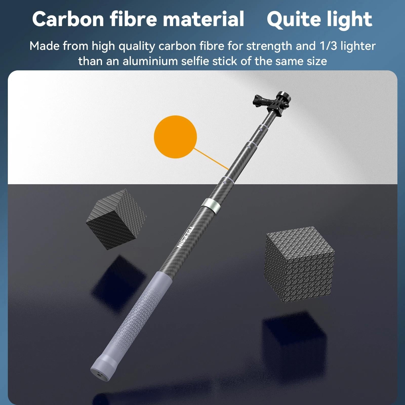 Carbon Fiber Selfie Stick for Action Cameras - 1 / 4 Screw