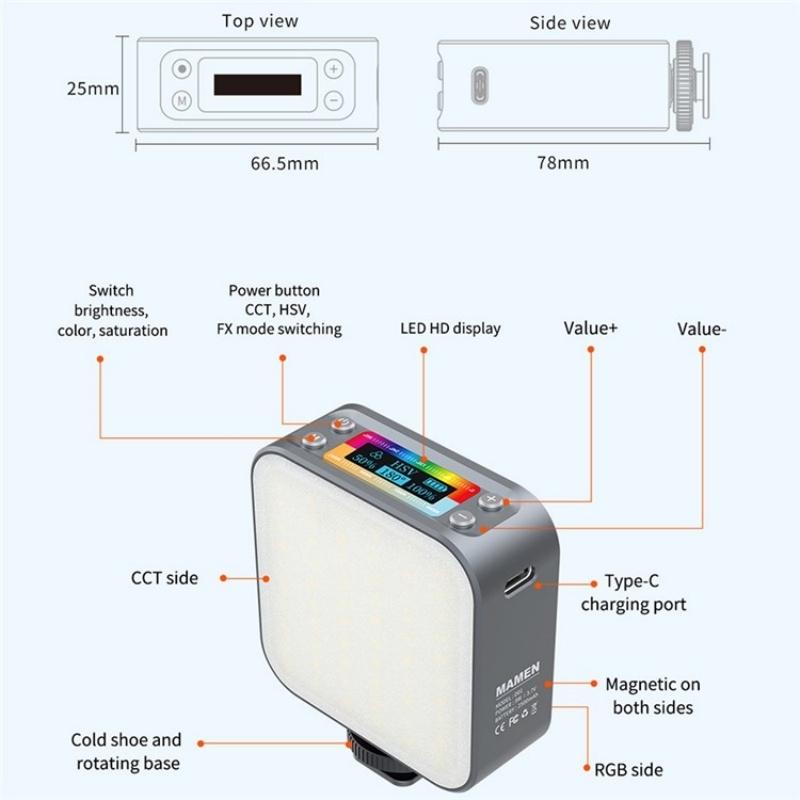 Portable Dimmable Rgb Fill Light for Photography and Phone