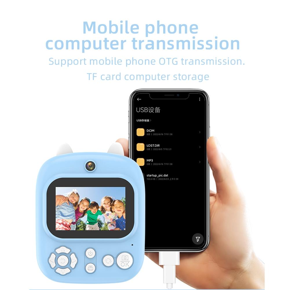 32g Instant Camera with 2.4 Display & Card Reader for Kids - 1200w Blue - 32G + Card Reader Blue
