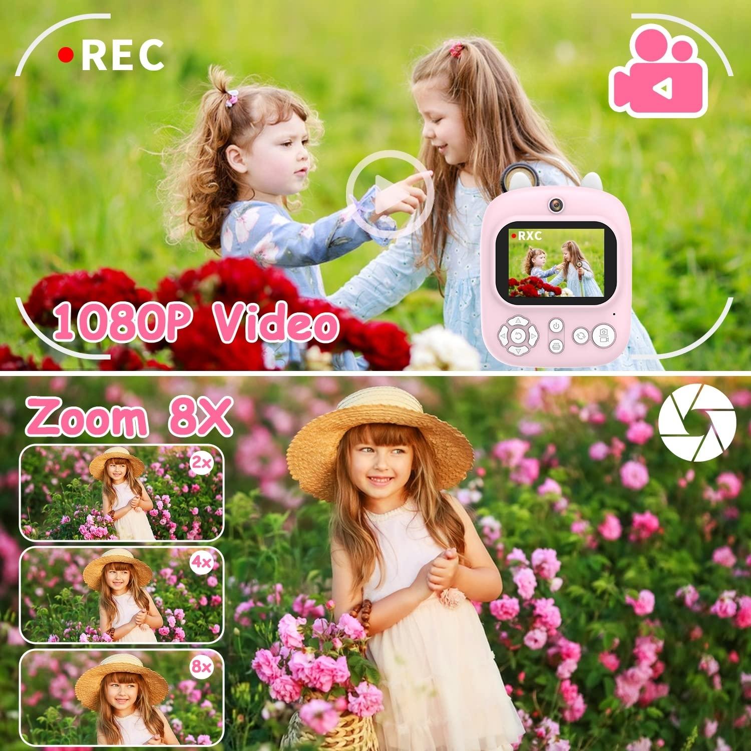 32g Instant Camera with 2.4 Display & Card Reader for Kids - 1200w Blue - 32G + Card Reader Blue
