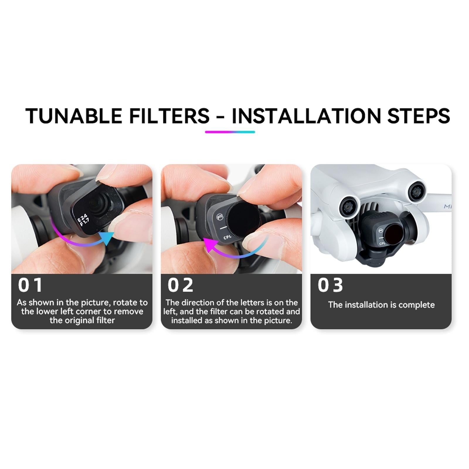Essential Pl Filters for Dji Mini 3 Pro Drone - 4 In 1 Nd/Pl 8/16/32/64