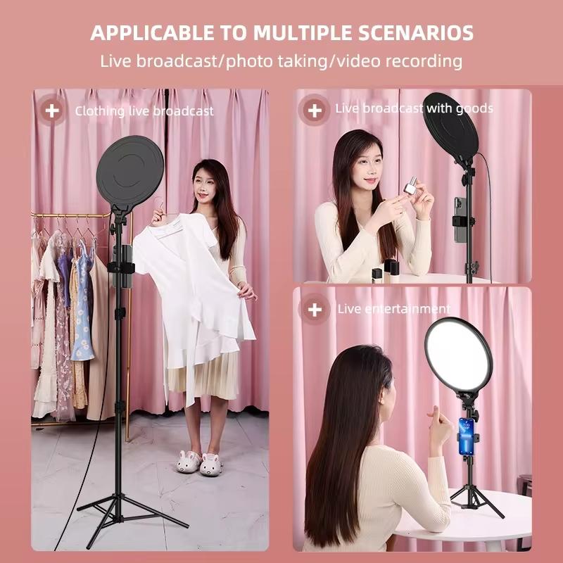 Full-screen Selfie Ring Light Tripod Set for Live Stream - 210cm Height - 55Cm Overhead Shot