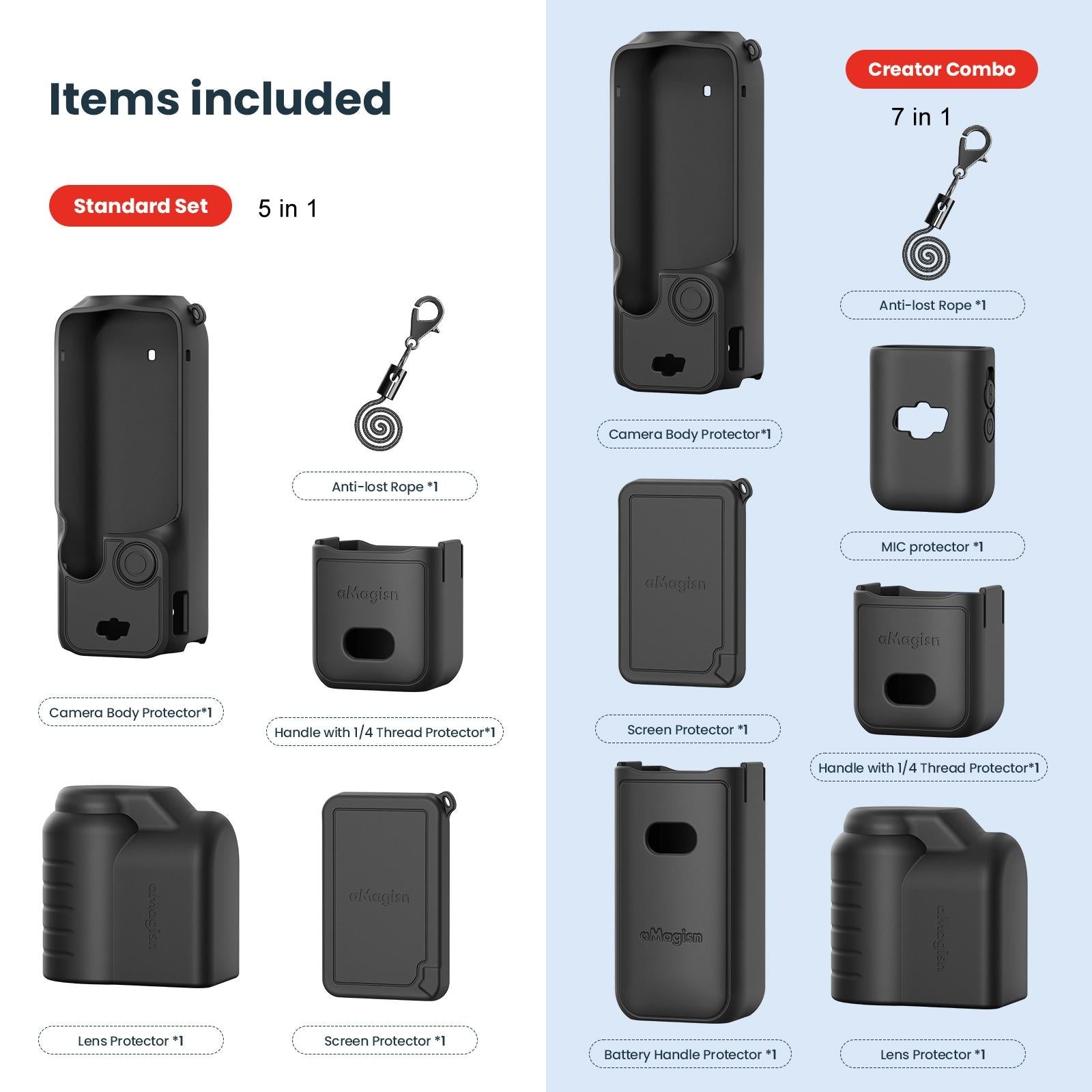 5-in-1 Silicone Case for Dji Pocket 3 Camera Accessories - 7 In 1 Blue
