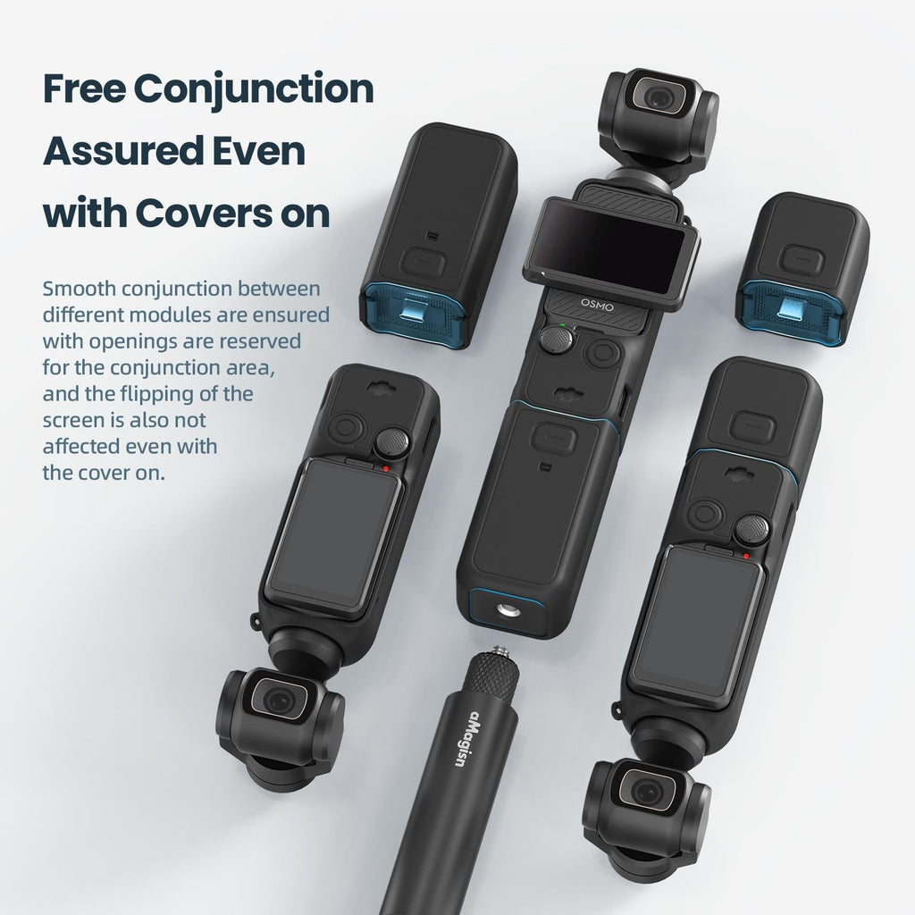 5-in-1 Silicone Case for Dji Pocket 3 Camera Accessories - 7 In 1 Blue