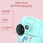Blue Cartoon Kids Digital Camera with Rotating Lens - 16g Hd Print