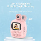 Blue Cartoon Kids Digital Camera with Rotating Lens - 16g Hd Print