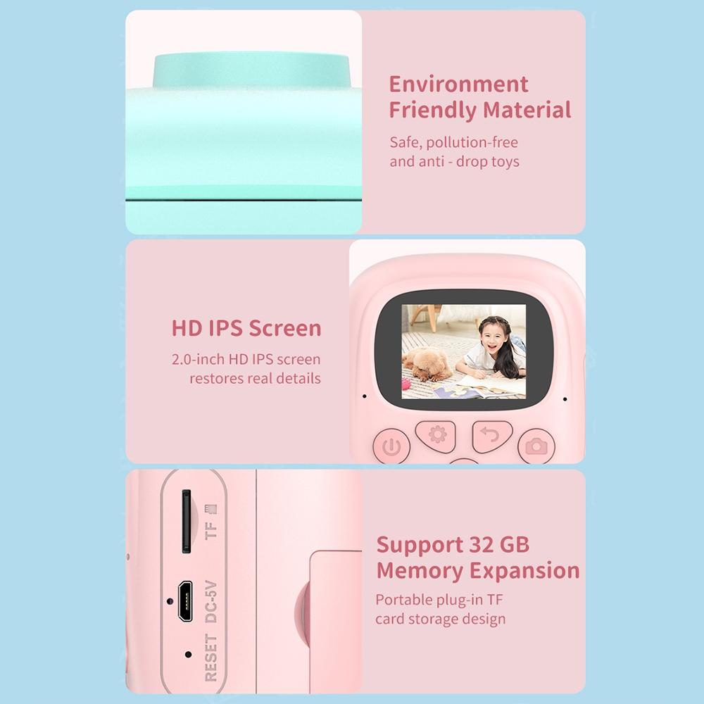 Blue Cartoon Kids Digital Camera with Rotating Lens - 16g Hd Print