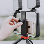 Vlogging Live Broadcast Led Selfie Light Video Rig With Smartphone Handle And Tripod