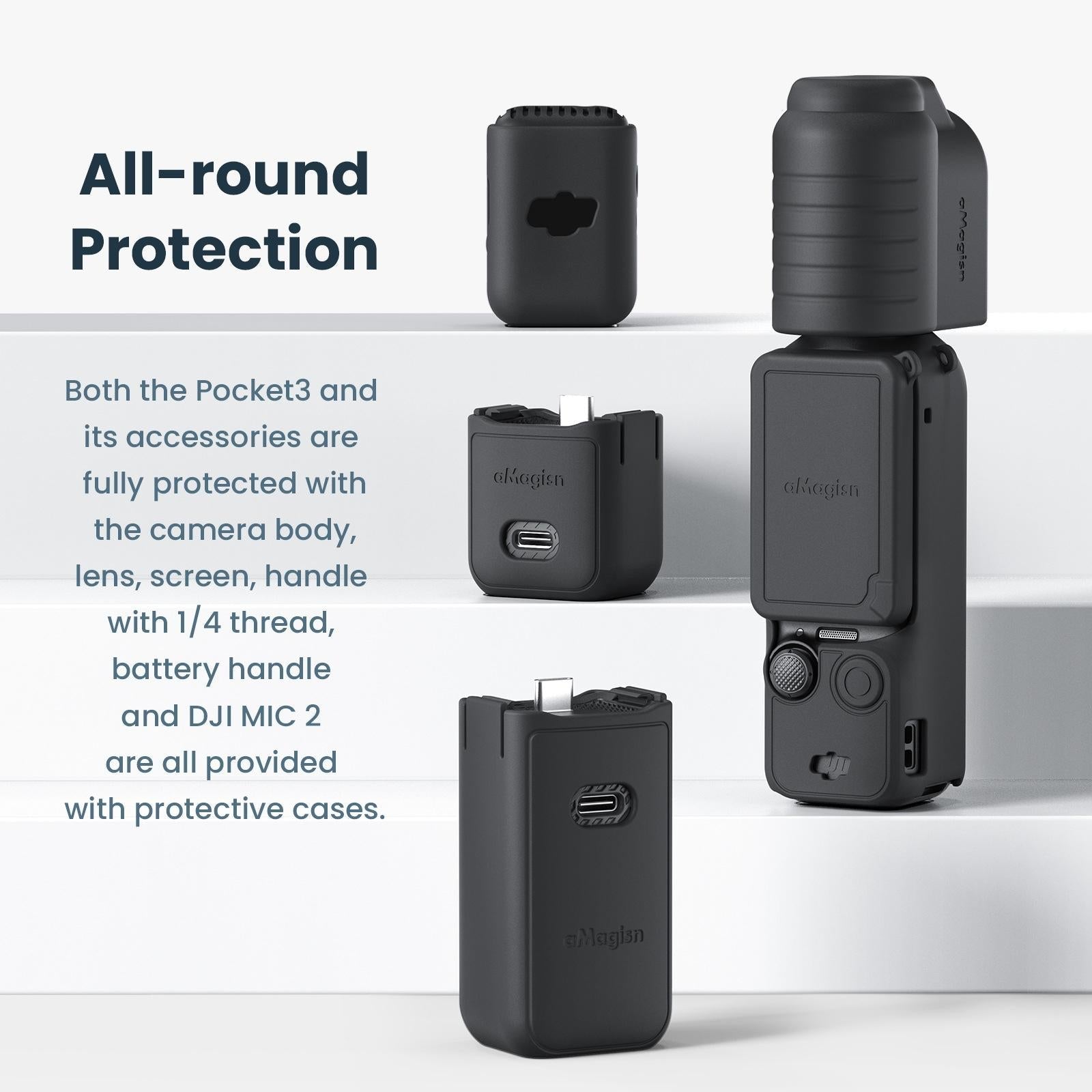 5-in-1 Silicone Case for Dji Pocket 3 Camera Accessories - 7 In 1 Gray