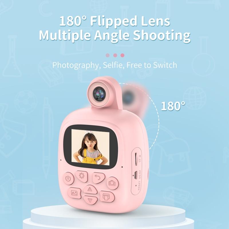 Blue Cartoon Kids Digital Camera with Rotating Lens - 32g Hd Print