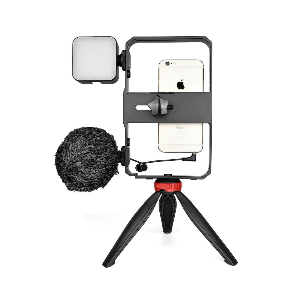 Vlogging Video Rig With Led Light Mic & Tripod