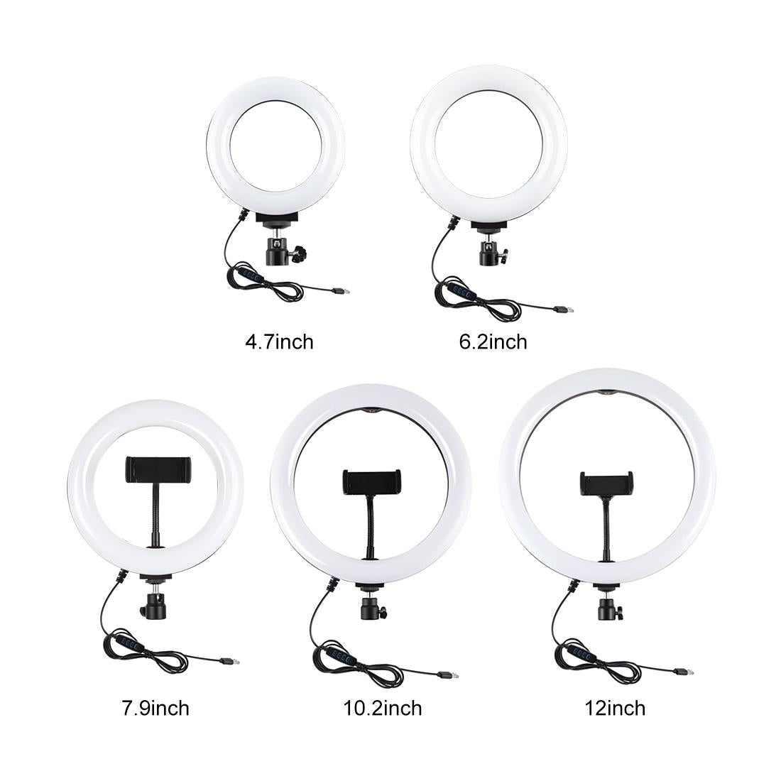 Live Broadcast Dual Phone Bracket with 1.1m Tripod & 6.2 Inch Led Ring Light Kit