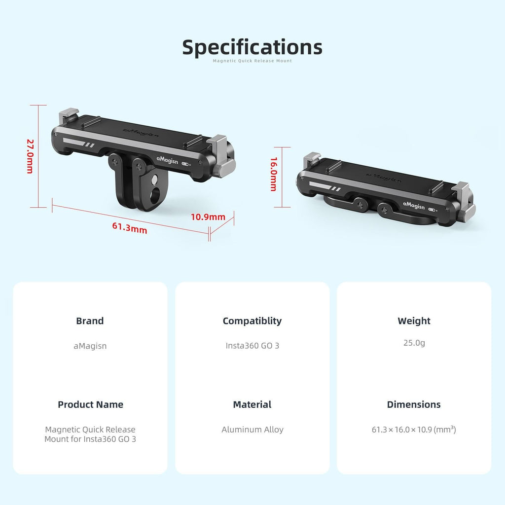 Insta360 Go 3 Magnetic Fast Disassembly Seat Bracket for Sports Camera