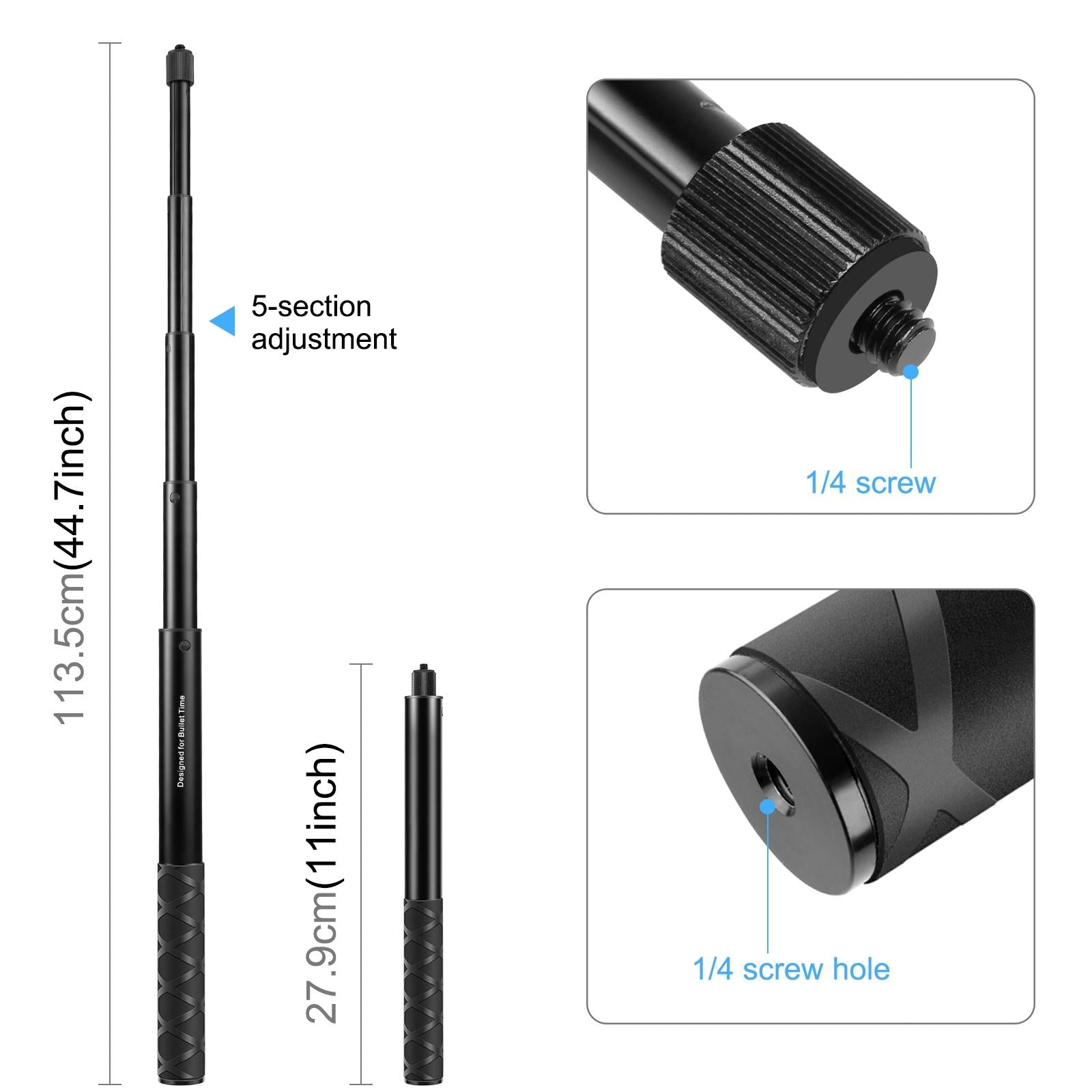 Handlebar Mount Camera Bracket with Monopod Stand for Bikes