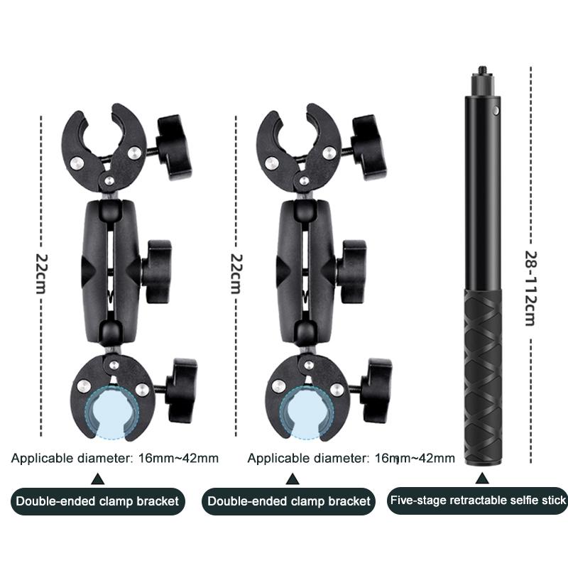 Selfie Stick with Handlebar Mount and Fixed Clamps