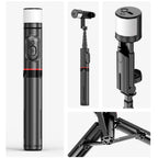 Rotatable Bluetooth Selfie Stick with Fill Light and Remote Control