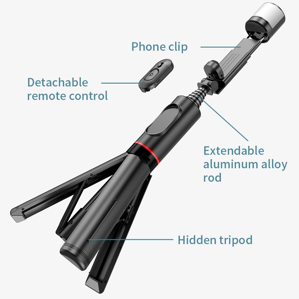 Rotatable Bluetooth Selfie Stick with Fill Light and Remote Control