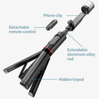 Rotatable Bluetooth Selfie Stick with Fill Light and Remote Control