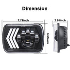 2 Pcs 5X7 Inch Car Modified Red Background Led Square Headlamp For Jeep Wrangler