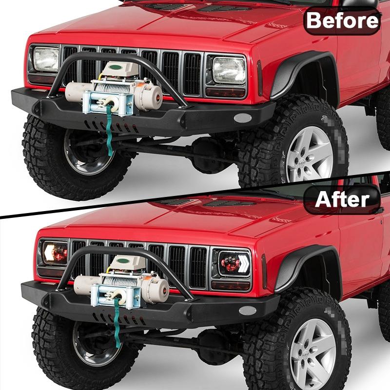 2 Pcs 5X7 Inch Car Modified Red Background Led Square Headlamp For Jeep Wrangler