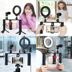 4-In-1 Vlogging Kit With 4.7 Ring Light Mic Tripod & Stabilizer